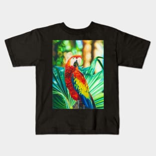 Scarlet Macaw Parrot Kids T-Shirt